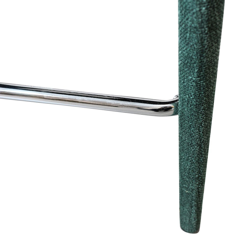 25" Teal Blue Fabric And Metal Low Back Counter Height Bar Chair