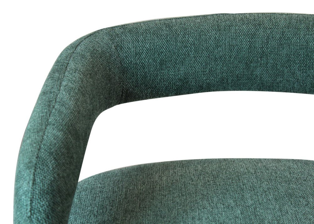 25" Teal Blue Fabric And Metal Low Back Counter Height Bar Chair
