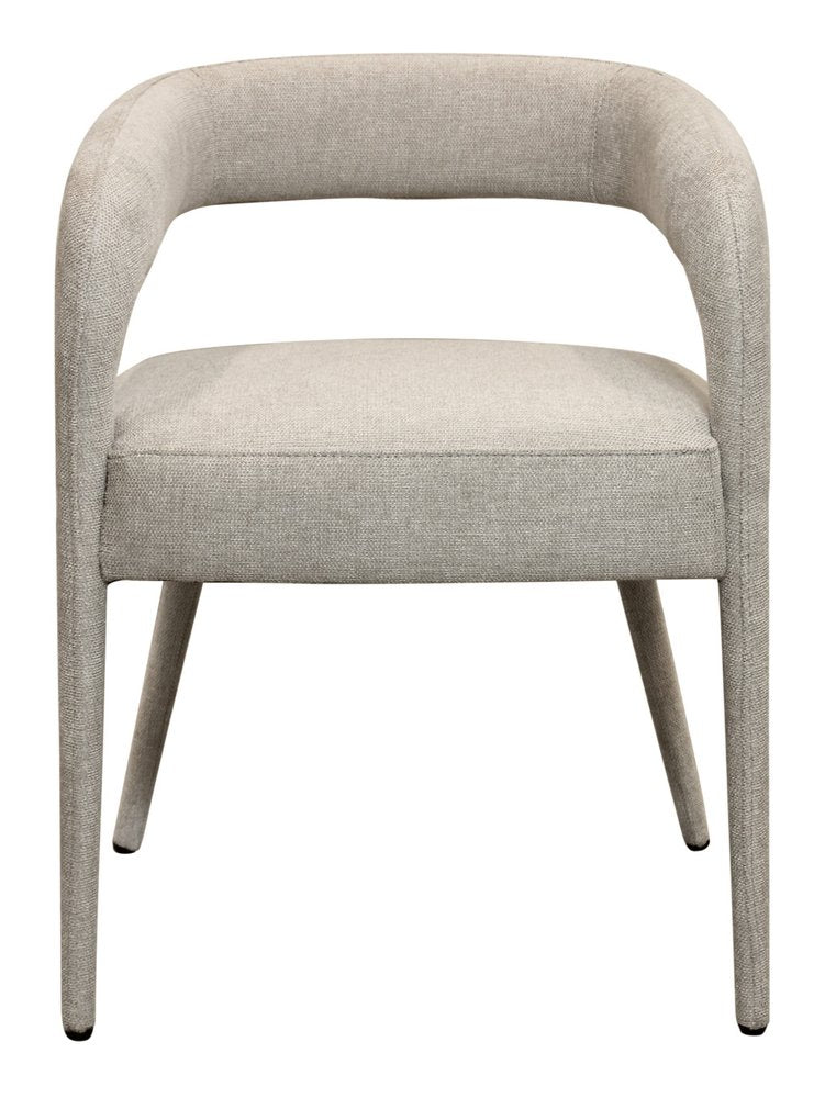 Set of Two Ivory Upholstered Linen Open Back Dining Side Chairs