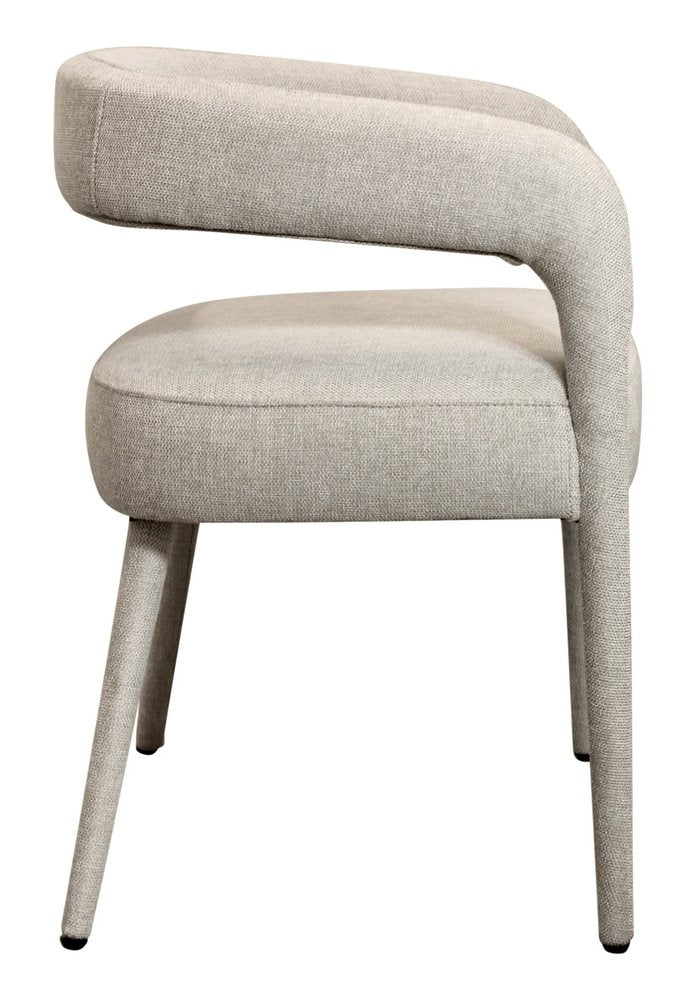 Set of Two Ivory Upholstered Linen Open Back Dining Side Chairs