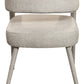 Set of Two Ivory Upholstered Linen Open Back Dining Side Chairs
