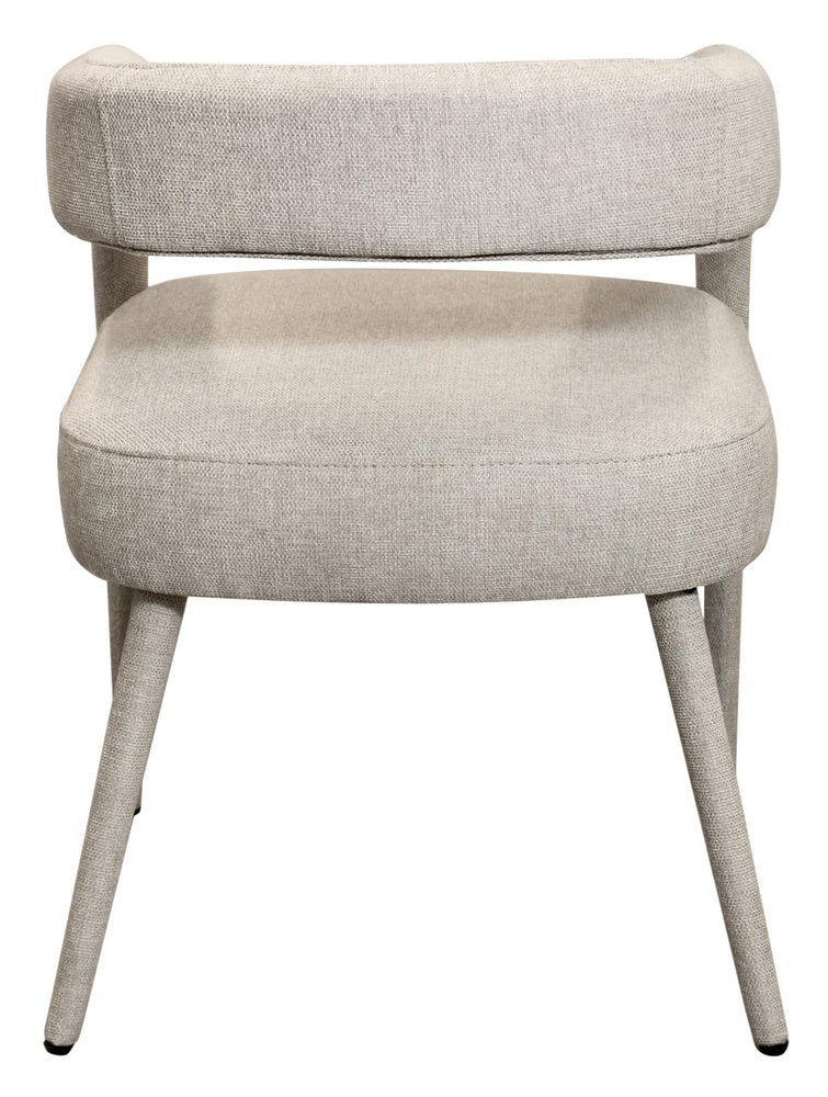 Set of Two Ivory Upholstered Linen Open Back Dining Side Chairs
