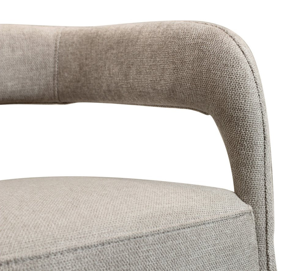 Set of Two Ivory Upholstered Linen Open Back Dining Side Chairs