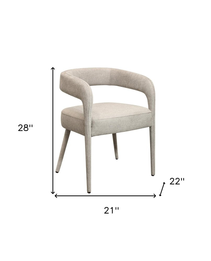 Set of Two Ivory Upholstered Linen Open Back Dining Side Chairs