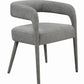 Set of Two Dark Gray Upholstered Linen Open Back Dining Side Chairs