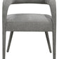 Set of Two Dark Gray Upholstered Linen Open Back Dining Side Chairs