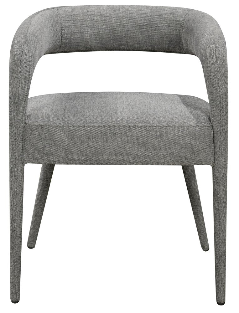 Set of Two Dark Gray Upholstered Linen Open Back Dining Side Chairs