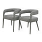 Set of Two Dark Gray Upholstered Linen Open Back Dining Side Chairs