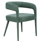 Set of Two Green Upholstered Linen Open Back Dining Side Chairs