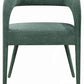 Set of Two Green Upholstered Linen Open Back Dining Side Chairs