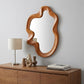 35" Brown Solid Wood Abstract Geometric Framed Accent Mirror