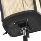 Beige and Black Solid Wood Steel And Cane Rattan Adjustable Swivel Rolling Office Chair