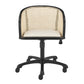 Beige and Black Solid Wood Steel And Cane Rattan Adjustable Swivel Rolling Office Chair