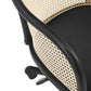 Beige and Black Solid Wood Steel And Cane Rattan Adjustable Swivel Rolling Office Chair