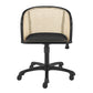 Beige and Black Solid Wood Steel And Cane Rattan Adjustable Swivel Rolling Office Chair