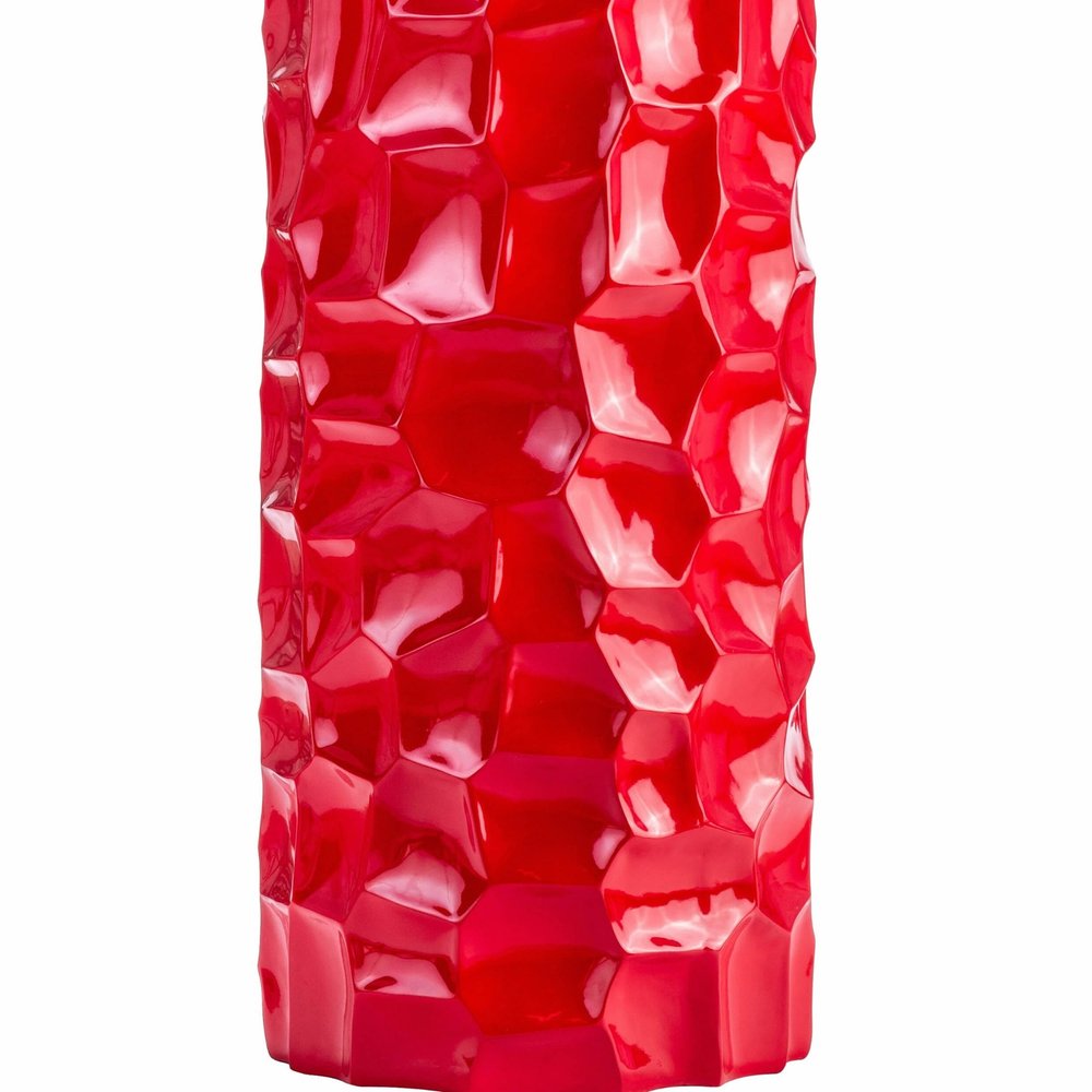 36" Red Faceted Geometric Resin Floor Vase