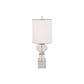 31" Clear And Silver Faux Crystal Geometric Table Lamp LED With White Drum Shade