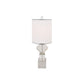 31" Clear And Silver Faux Crystal Geometric Table Lamp LED With White Drum Shade
