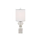 31" Clear And Silver Faux Crystal Geometric Table Lamp LED With White Drum Shade