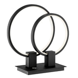 15" Black Metal Two Light Mod Round Circle LED Table Lamp