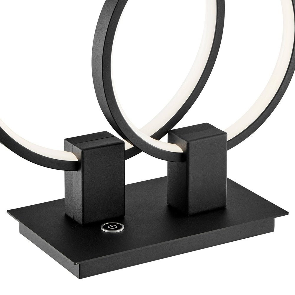 15" Black Metal Two Light Mod Round Circle LED Table Lamp