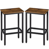 Set of Two 26" Brown and Black Steel and Wood Backless Counter Height Bar Chairs