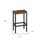 Set of Two 26" Brown and Black Steel and Wood Backless Counter Height Bar Chairs