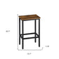 Set of Two 26" Brown and Black Steel and Wood Backless Counter Height Bar Chairs
