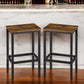 Set of Two 26" Brown and Black Steel and Wood Backless Counter Height Bar Chairs