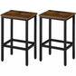 Set of Two 26" Brown and Black Steel and Wood Backless Counter Height Bar Chairs