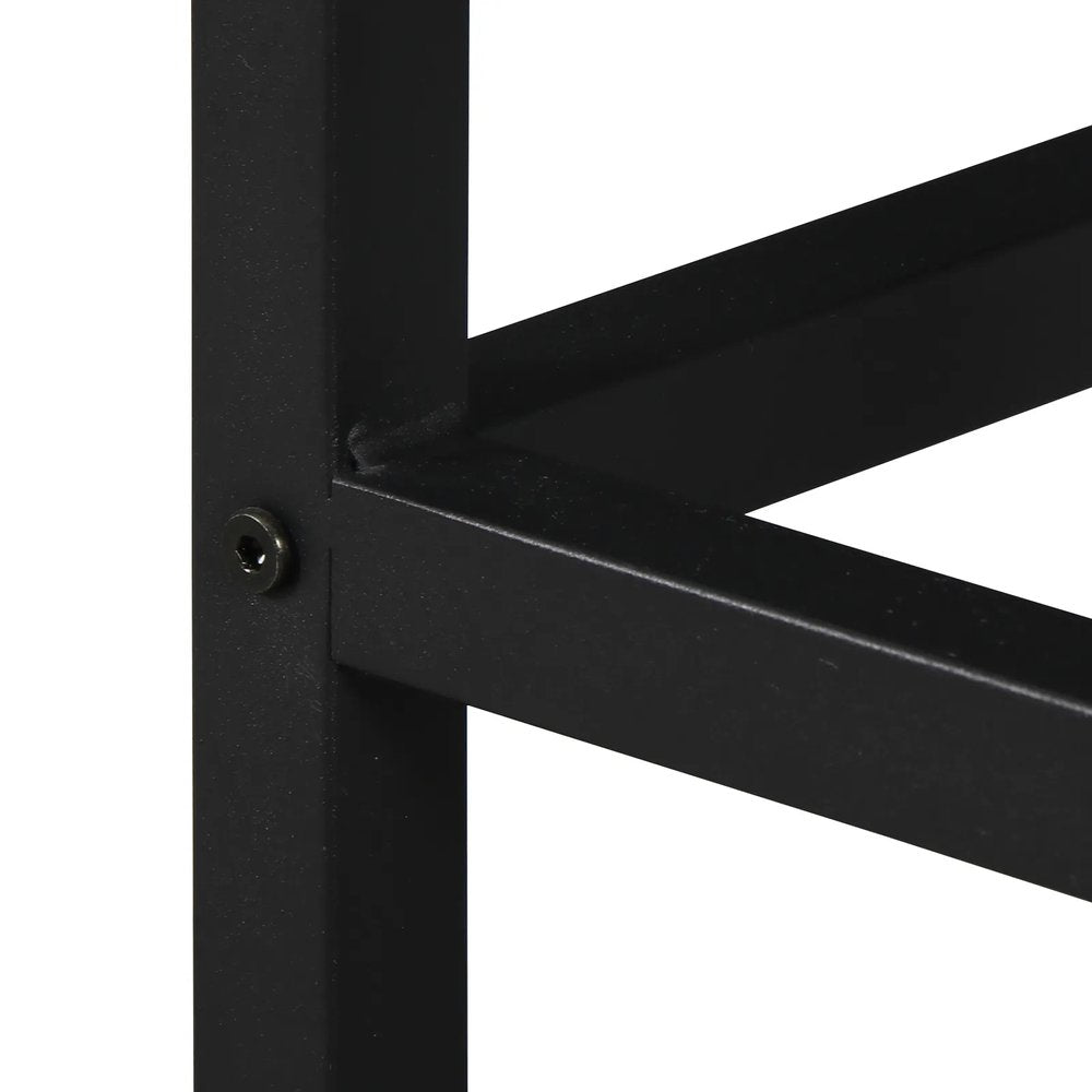 Set of Two 26" Brown and Black Steel and Wood Backless Counter Height Bar Chairs