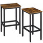 Set of Two 26" Brown and Black Steel and Wood Backless Counter Height Bar Chairs