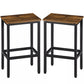 Set of Two 26" Brown and Black Steel and Wood Backless Counter Height Bar Chairs