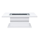 52" White Wood And Faux Crystal Pedestal Coffee Table