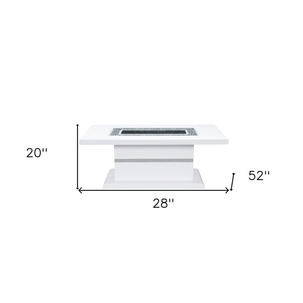 52" White Wood And Faux Crystal Pedestal Coffee Table