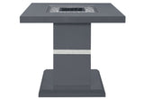 24" Dark Gray and Silver Faux Crystals Glass and Wood Square Pedestal End Table