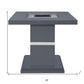 24" Dark Gray and Silver Faux Crystals Glass and Wood Square Pedestal End Table