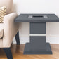 24" Dark Gray and Silver Faux Crystals Glass and Wood Square Pedestal End Table
