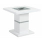24" White and Silver Glass and Wood Faux Crystal Bling Square Pedestal End Table