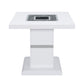 24" White and Silver Glass and Wood Faux Crystal Bling Square Pedestal End Table