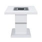 24" White and Silver Glass and Wood Faux Crystal Bling Square Pedestal End Table