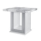24" White and Silver Faux Marble and Wood Pedestal End Table