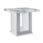 24" White and Silver Faux Marble and Wood Pedestal End Table