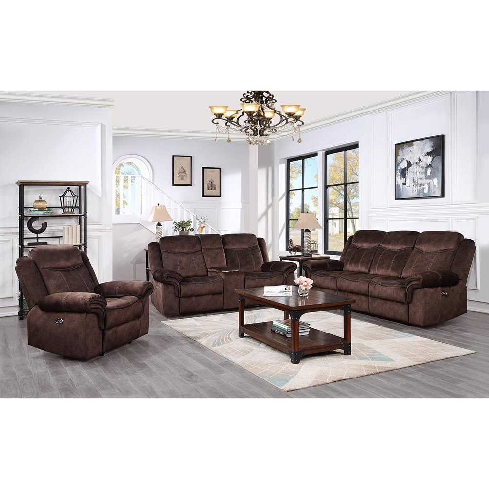 79" Dark Brown Microfiber Power Reclining Loveseat With Storage