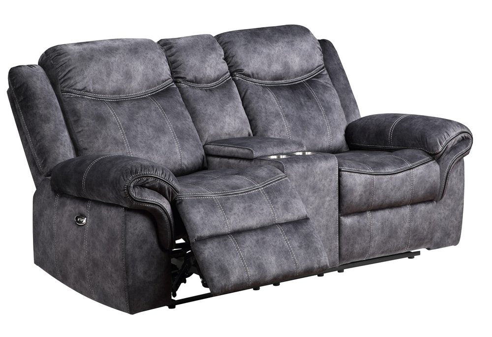 79" Dark Gray Microfiber Power Reclining Loveseat With Storage