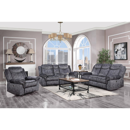 79" Dark Gray Microfiber Power Reclining Loveseat With Storage