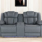 75" Light Gray Faux Leather Power Reclining Loveseat With Storage