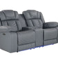 75" Light Gray Faux Leather Power Reclining Loveseat With Storage