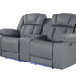 75" Light Gray Faux Leather Power Reclining Loveseat With Storage