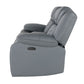75" Light Gray Faux Leather Power Reclining Loveseat With Storage
